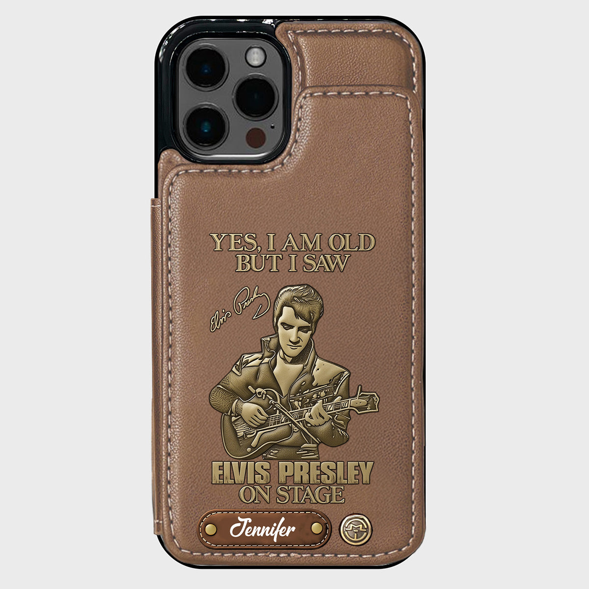 Oui, je suis vieux, mais j'ai vu Elvis Presley sur scène - Étui portefeuille/téléphone personnalisé Roi du Rock and Roll