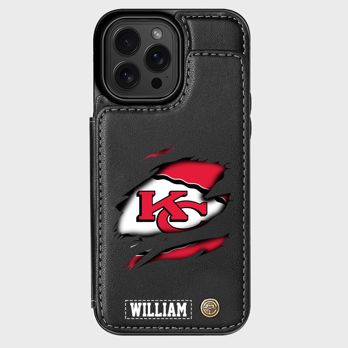 Passionné de football ? Étui portefeuille personnalisé pour téléphone, style football américain.