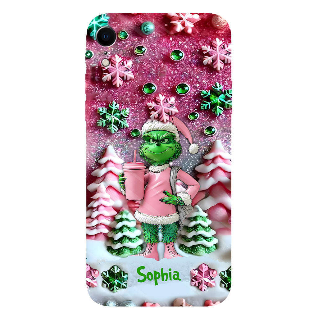 Joyeux Grinchmas - Coque de téléphone personnalisée avec imprimé intégral « Étole de Noël »