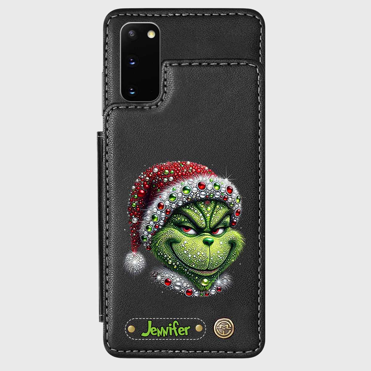 Joyeux Grinchmas - Étui portefeuille/téléphone personnalisé avec étole de Noël