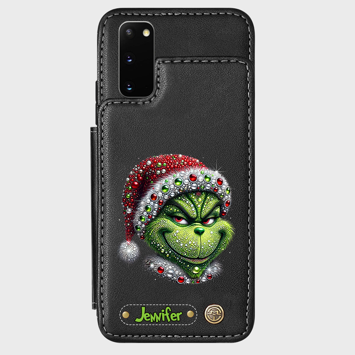 Joyeux Grinchmas - Étui portefeuille/téléphone personnalisé avec étole de Noël