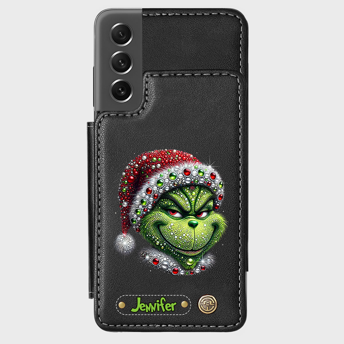 Joyeux Grinchmas - Étui portefeuille/téléphone personnalisé avec étole de Noël