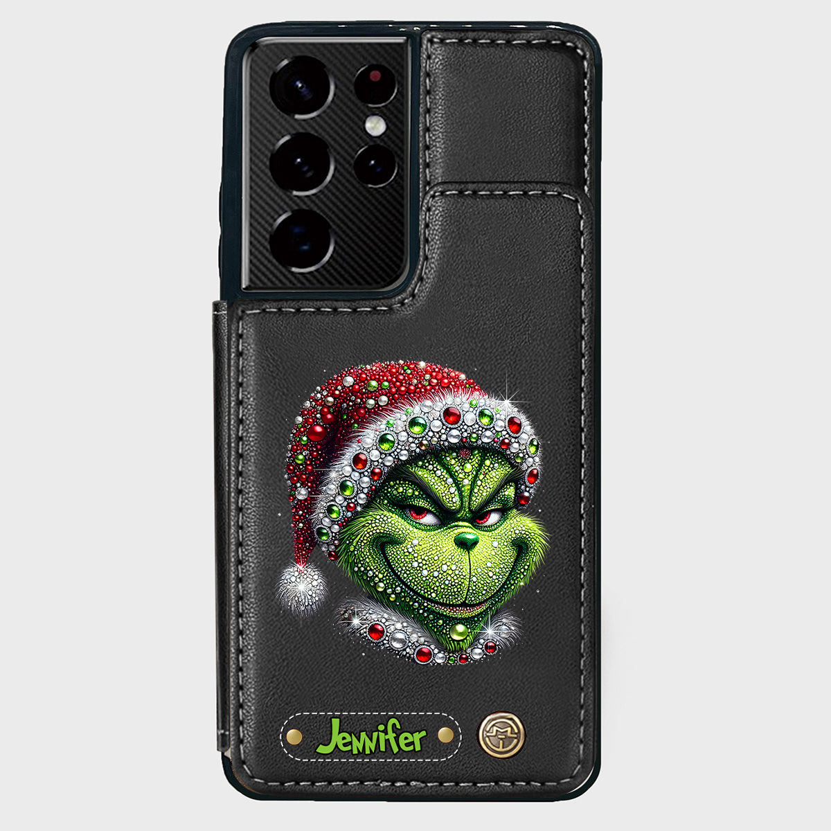 Joyeux Grinchmas - Étui portefeuille/téléphone personnalisé avec étole de Noël