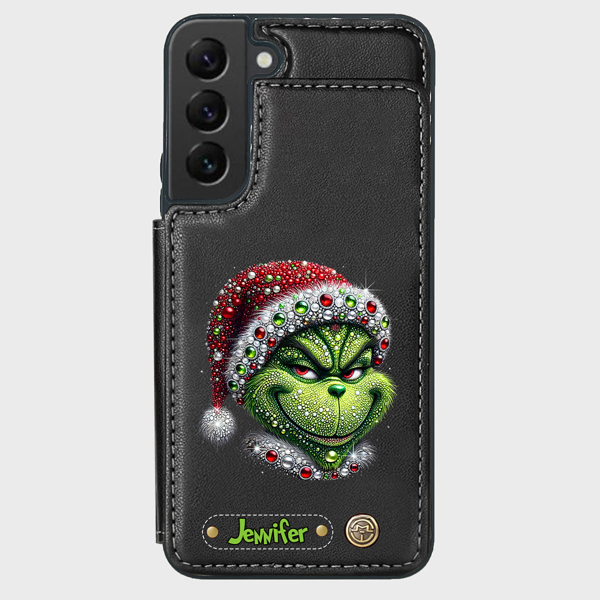Joyeux Grinchmas - Étui portefeuille/téléphone personnalisé avec étole de Noël