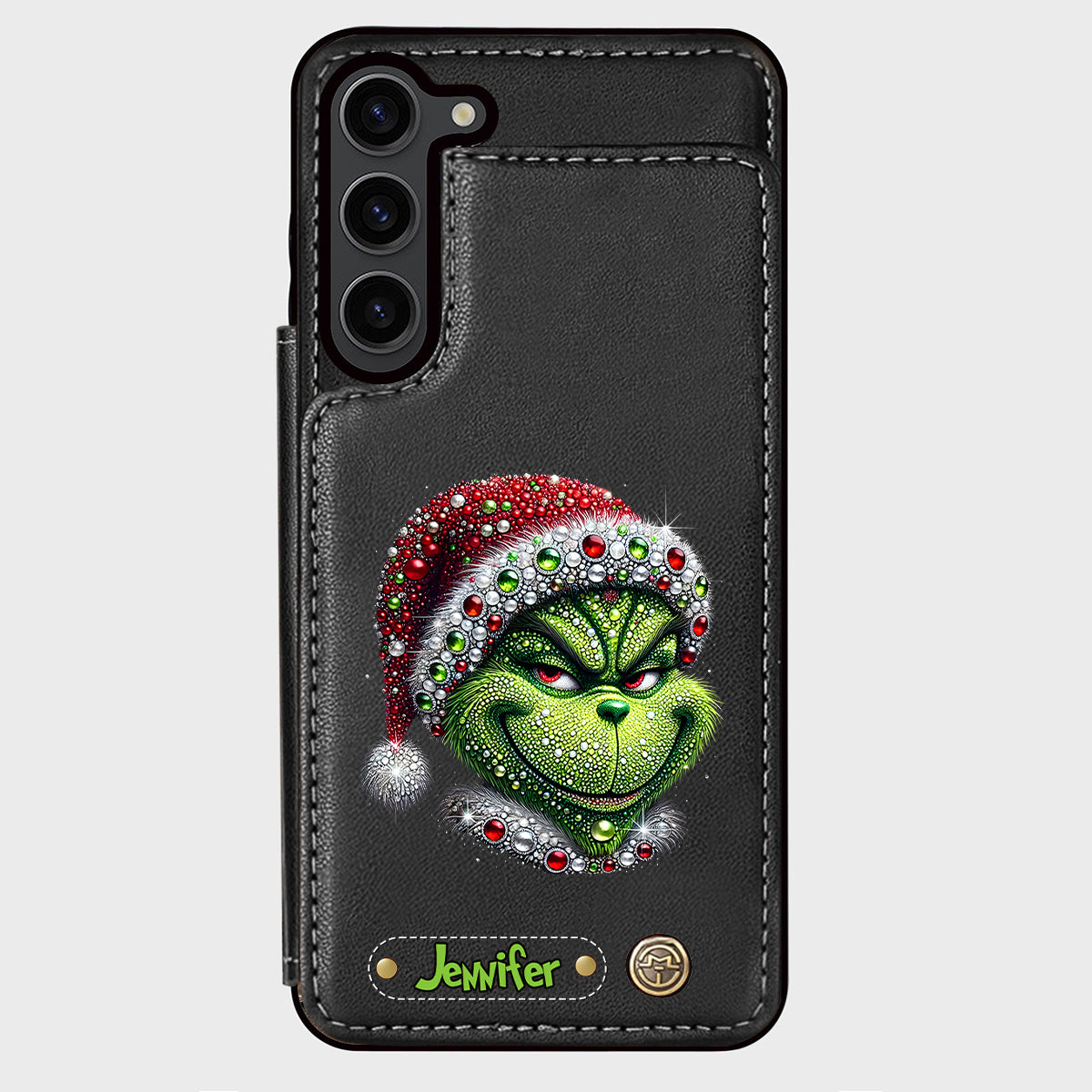 Joyeux Grinchmas - Étui portefeuille/téléphone personnalisé avec étole de Noël