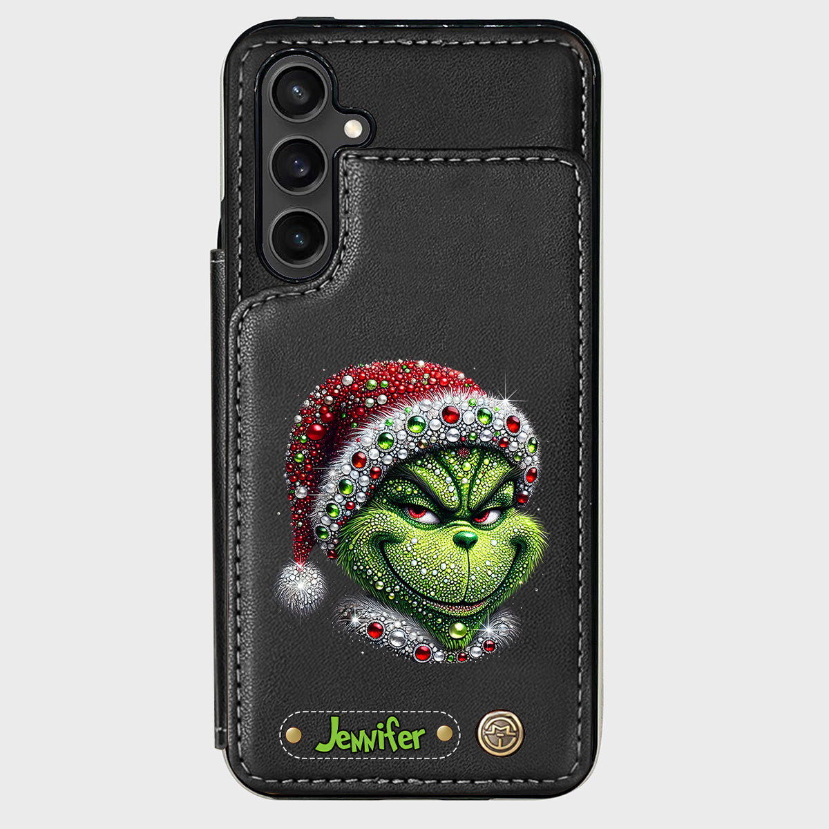 Joyeux Grinchmas - Étui portefeuille/téléphone personnalisé avec étole de Noël