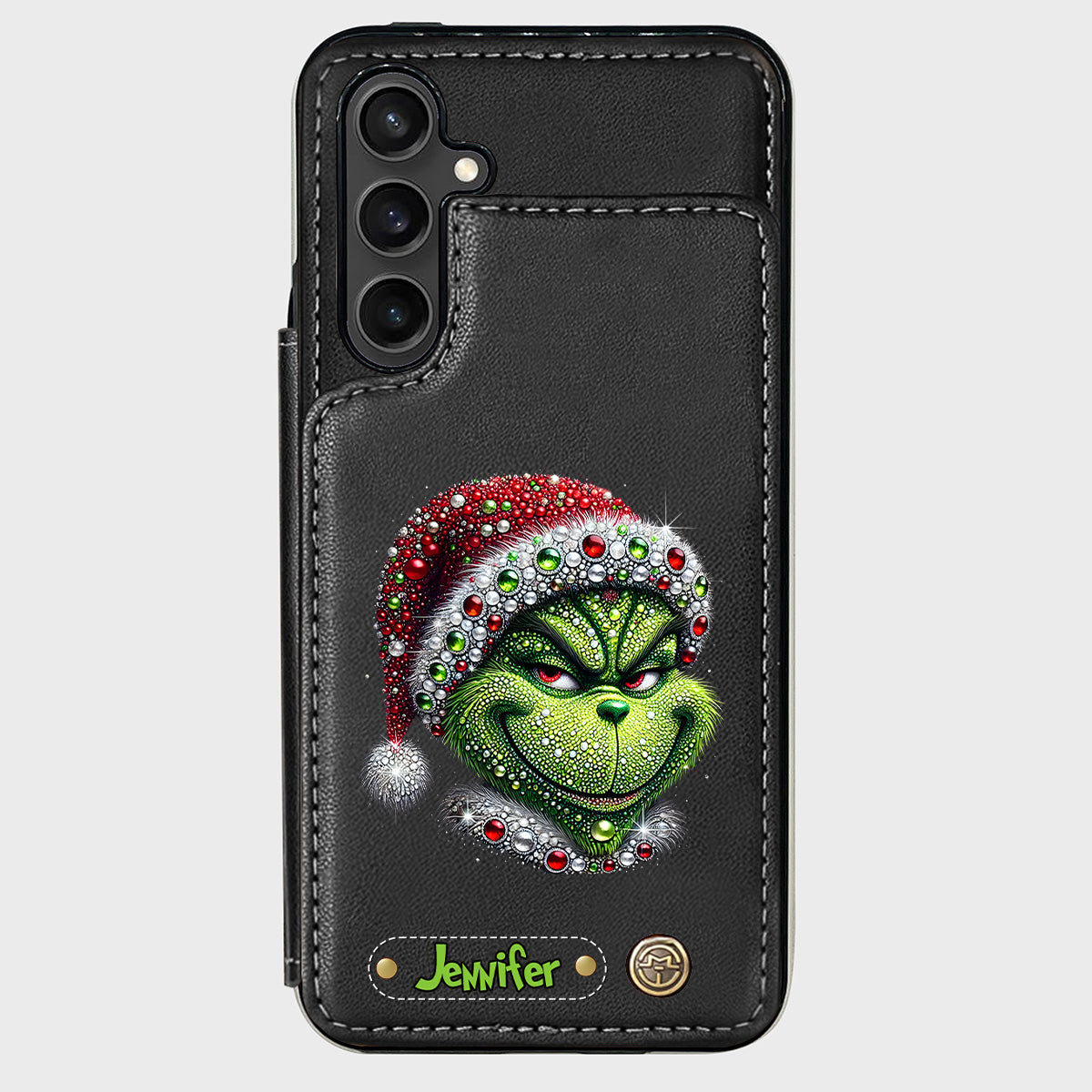 Joyeux Grinchmas - Étui portefeuille/téléphone personnalisé avec étole de Noël