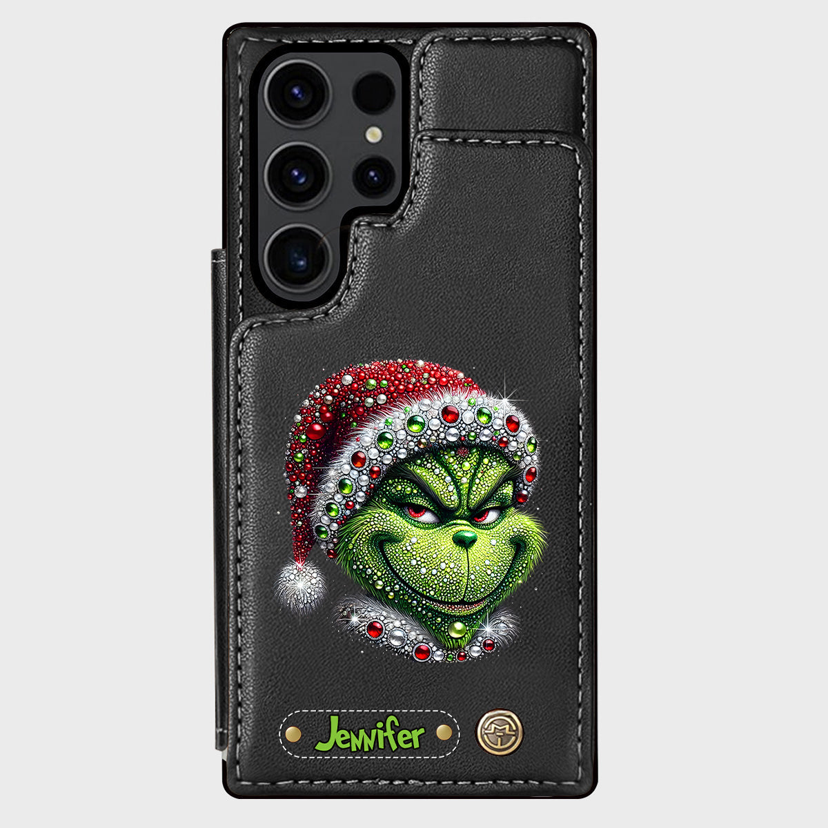 Joyeux Grinchmas - Étui portefeuille/téléphone personnalisé avec étole de Noël