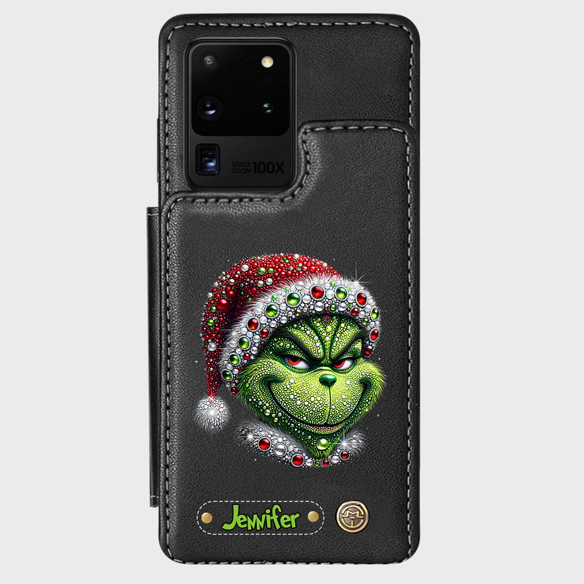 Joyeux Grinchmas - Étui portefeuille/téléphone personnalisé avec étole de Noël