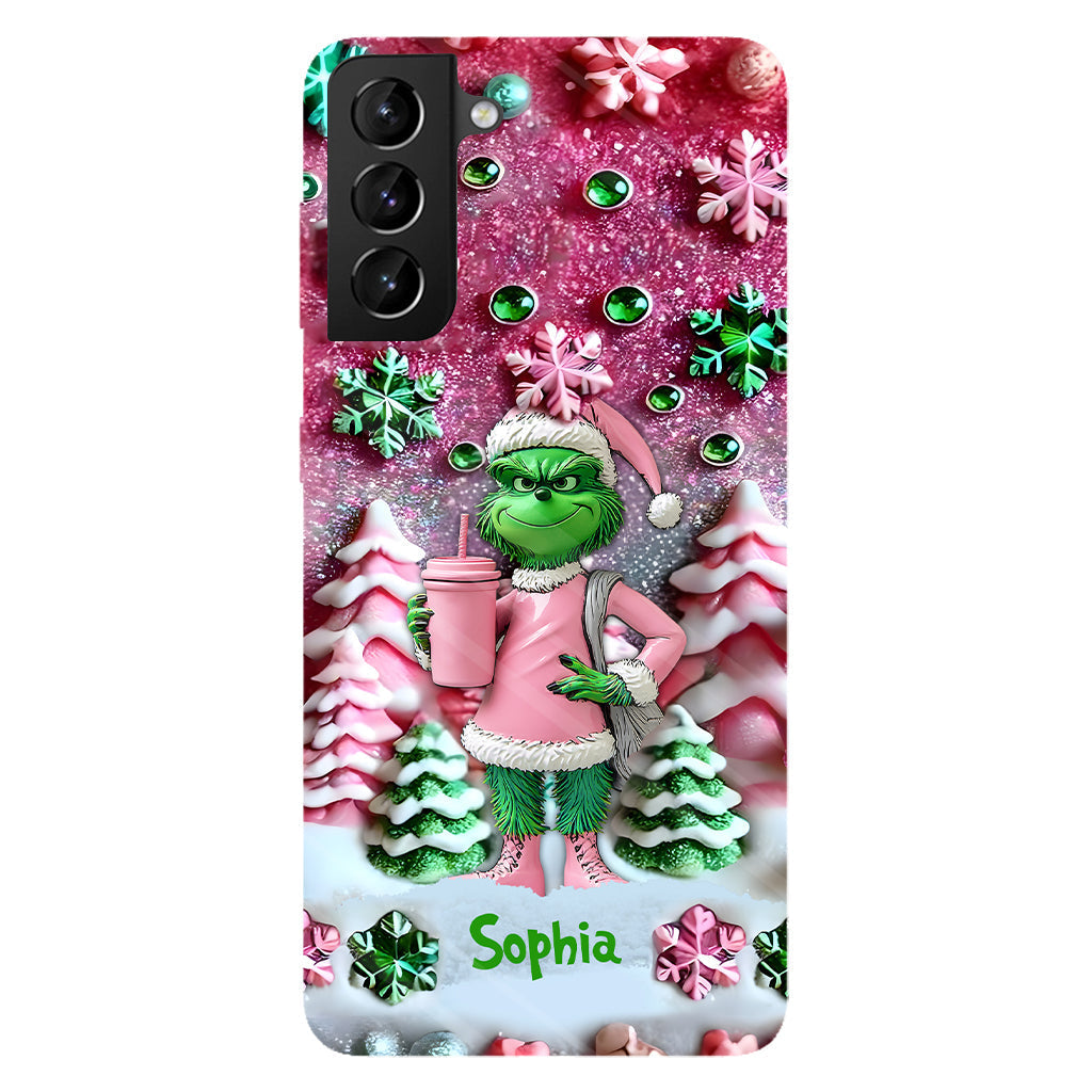 Joyeux Grinchmas - Coque de téléphone personnalisée avec imprimé intégral « Étole de Noël »