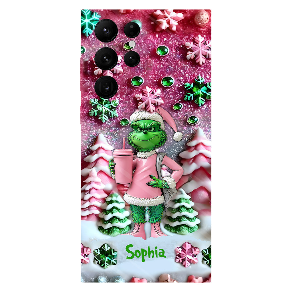 Joyeux Grinchmas - Coque de téléphone personnalisée avec imprimé intégral « Étole de Noël »