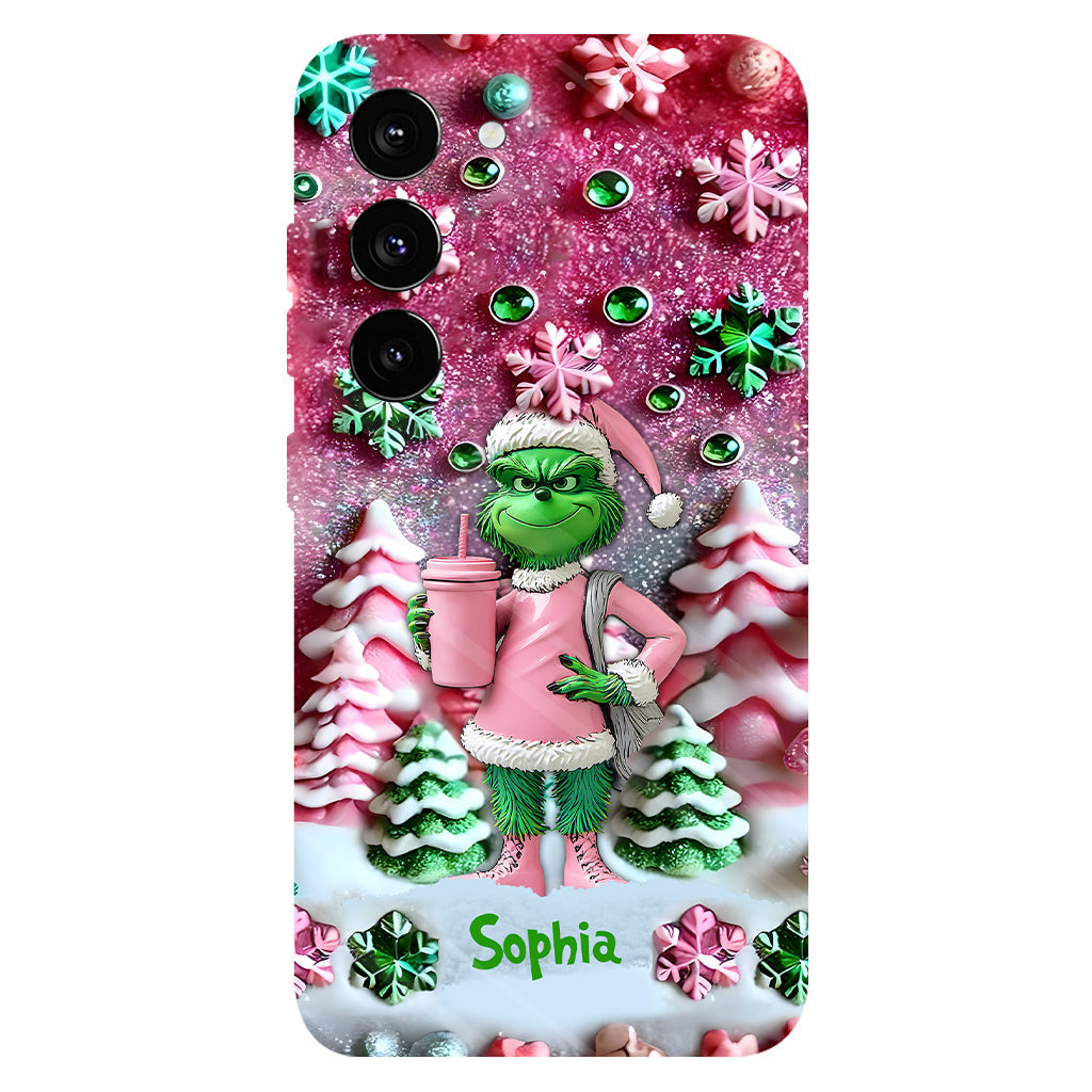 Joyeux Grinchmas - Coque de téléphone personnalisée avec imprimé intégral « Étole de Noël »