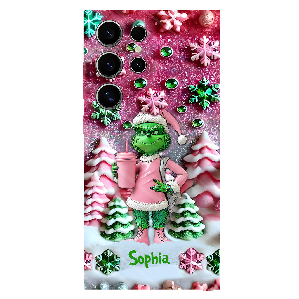 Joyeux Grinchmas - Coque de téléphone personnalisée avec imprimé intégral « Étole de Noël »
