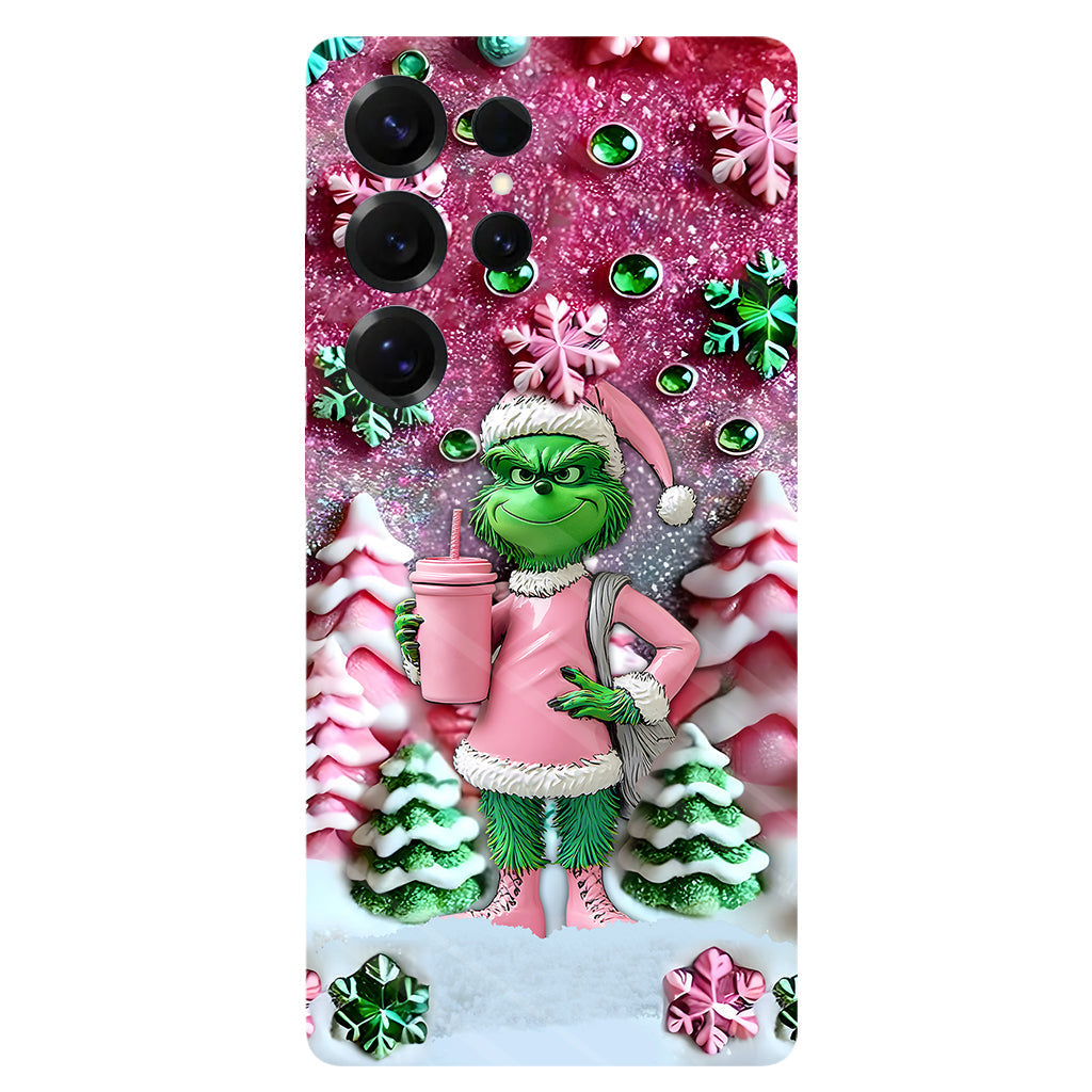 Joyeux Grinchmas - Coque de téléphone personnalisée avec imprimé intégral « Étole de Noël »