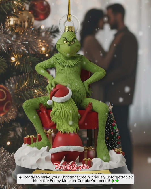 Couple de monstres amusants - Ornement personnalisé pour couple