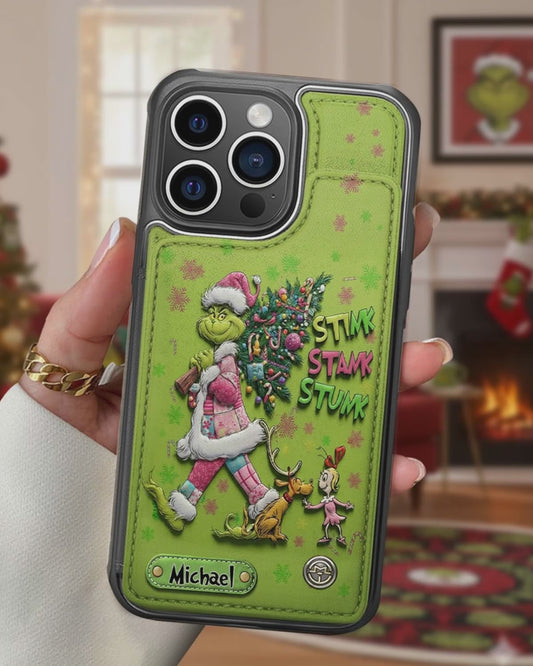 Merry Grinchmas - Personalized Stole Christmas Fully Printed Wallet Phone Case
