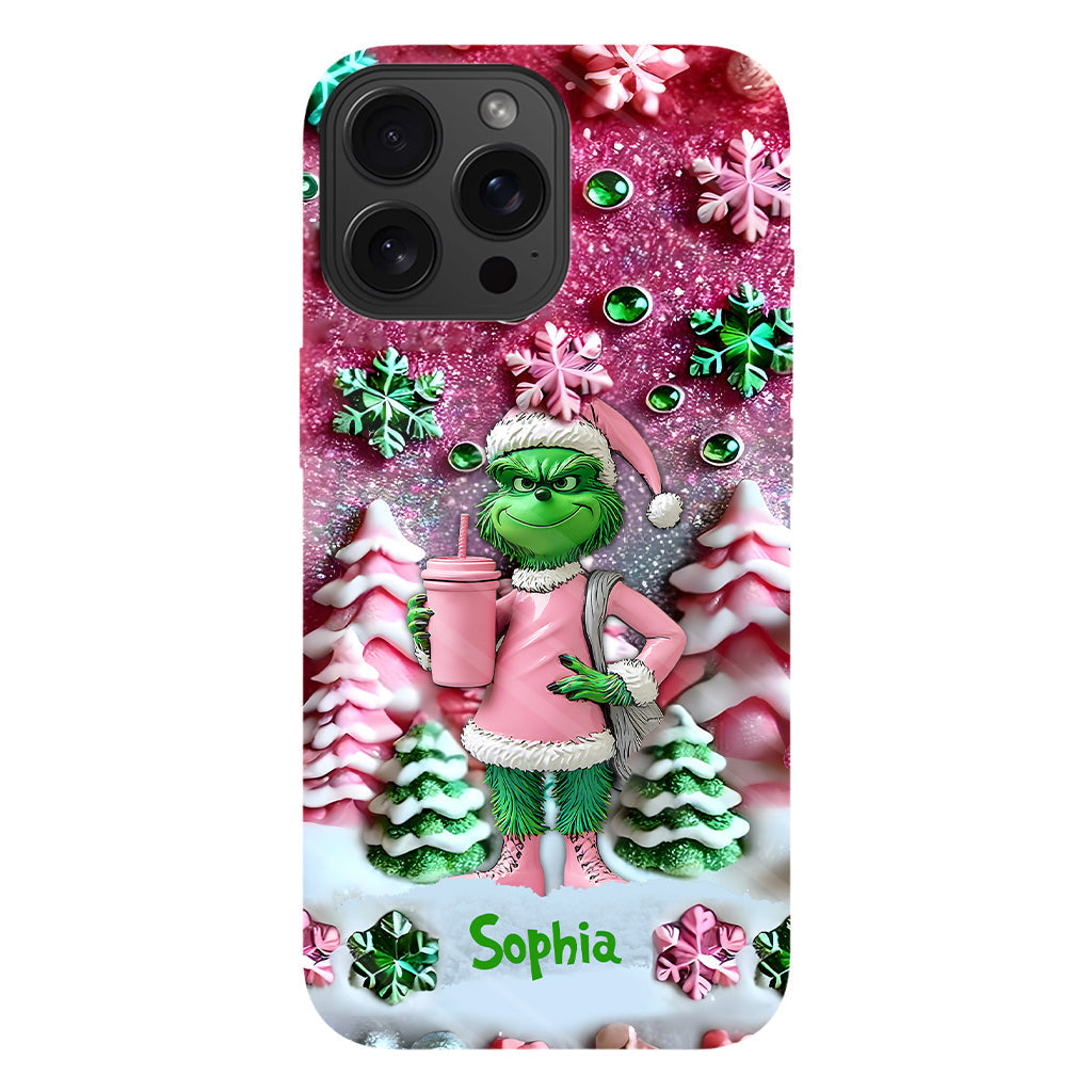 Joyeux Grinchmas - Coque de téléphone personnalisée avec imprimé intégral « Étole de Noël »
