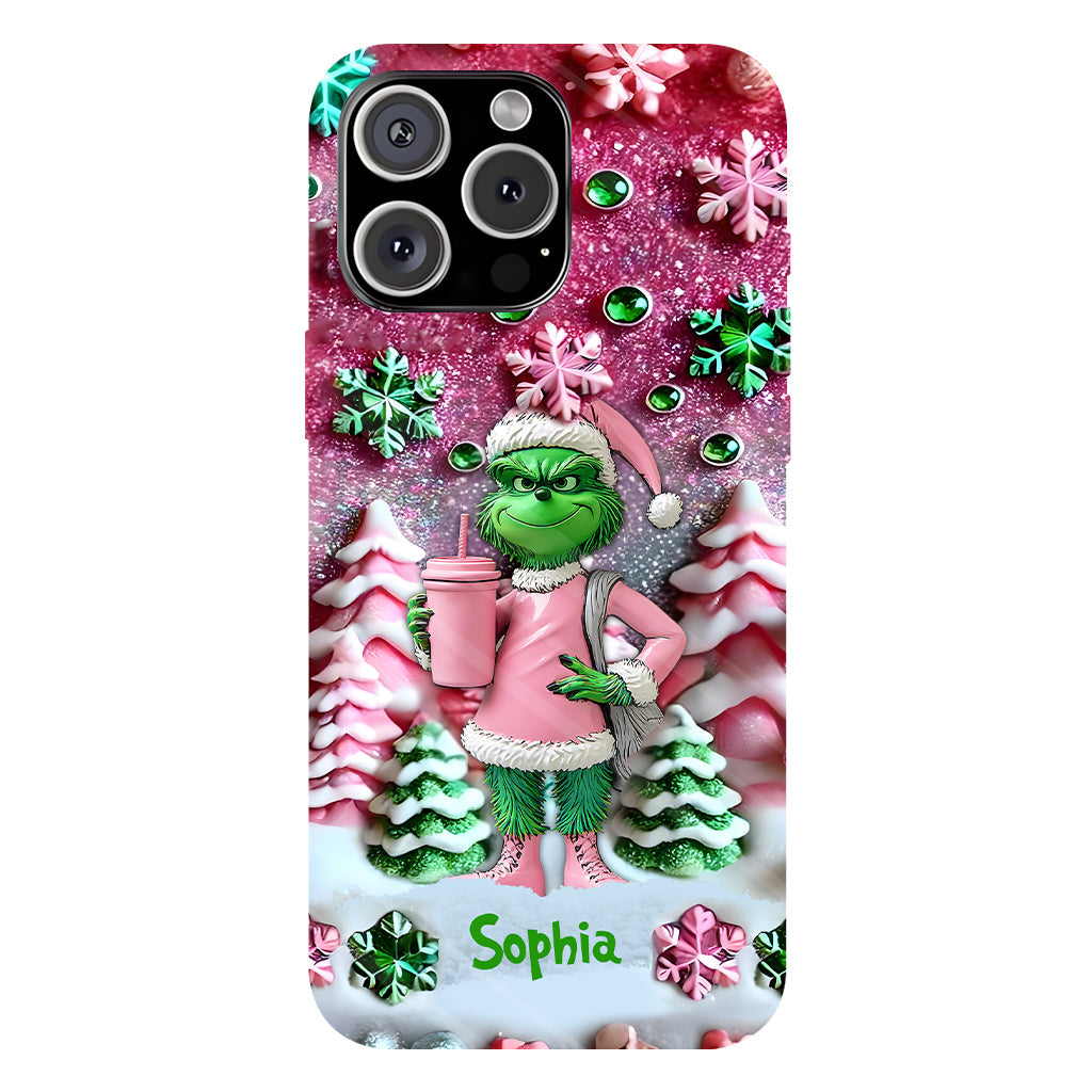 Joyeux Grinchmas - Coque de téléphone personnalisée avec imprimé intégral « Étole de Noël »