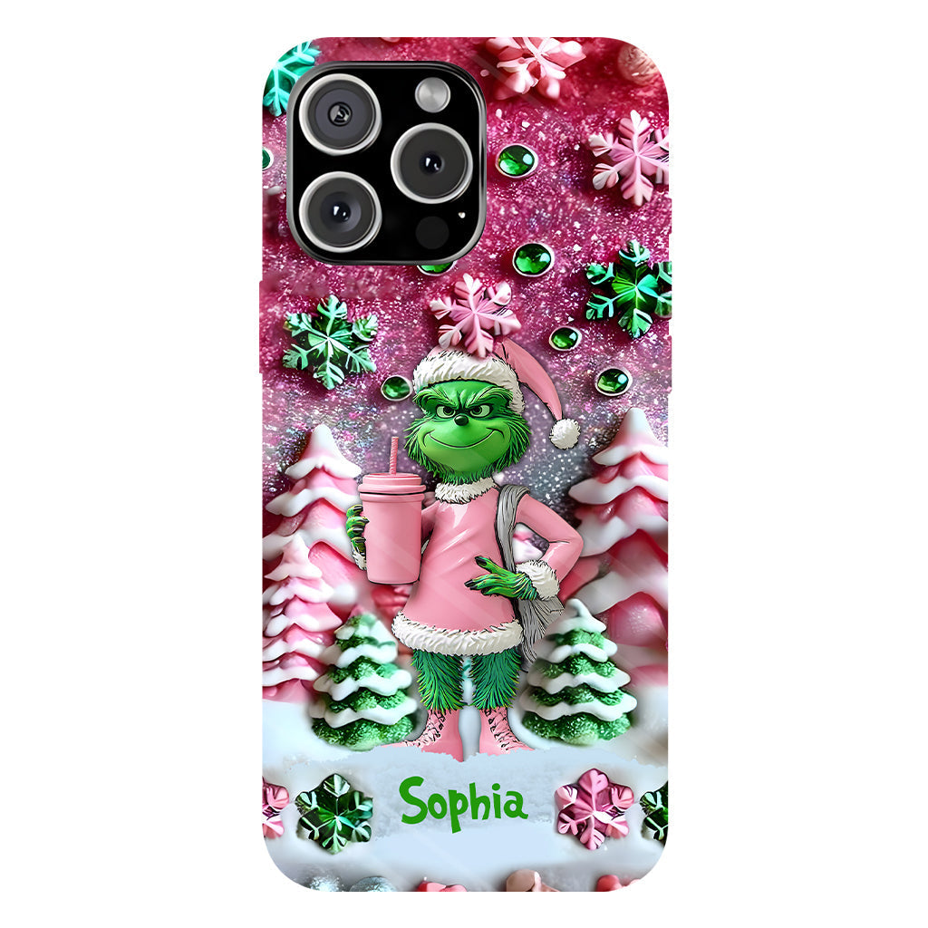 Joyeux Grinchmas - Coque de téléphone personnalisée avec imprimé intégral « Étole de Noël »