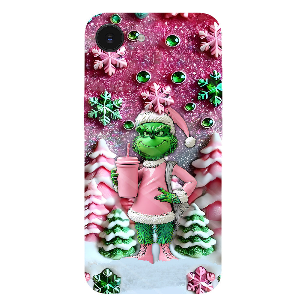Joyeux Grinchmas - Coque de téléphone personnalisée avec imprimé intégral « Étole de Noël »