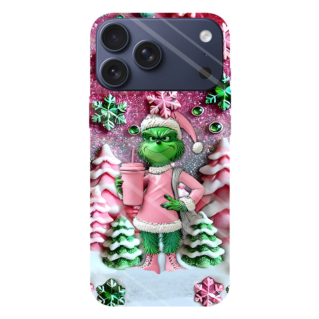 Joyeux Grinchmas - Coque de téléphone personnalisée avec imprimé intégral « Étole de Noël »